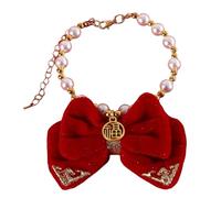 Dog Pearl Necklace Collar, Adjustable Princess Bow Jewelry, 7.87x10.63 Inches, Finely Polished, Wide Range of Uses, Blessing Pendant with Loop for Small Dogs and Puppies