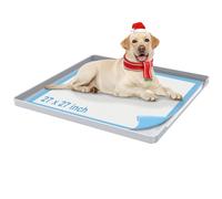 Dog Pee Pad Holder 27"X27" With 1 Inch Raised Edge - Non-Slip Silicone Mat & Leak-Proof Tray for Floor Protection, Puppy Potty Training, Light Grey