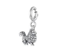 Dog Pendant Elephant Opening Buckle Hamster Charms DIY 925 Sterling Silver Bead fit Love of Paper Clips Bracelet for Women (Pomeranian Pendant)
