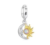 Dog Pendant Elephant Opening Buckle Hamster Charms DIY 925 Sterling Silver Bead fit Love of Paper Clips Bracelets fit Pandora Bracelet for Women (Moon Sun Pendant)