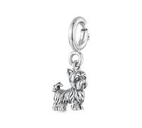 Dog Pendant Elephant Opening Buckle Hamster Charms DIY 925 Sterling Silver Bead fit Love of Paper Clips Bracelet for Women (Yorkshire Terrier Charms)