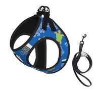 Dog Penguin Turtle Printed Harness And Leash Set,Adjustable,Breathable Soft,Step-In Mesh Pet Vest Harness With Reflective Strip
