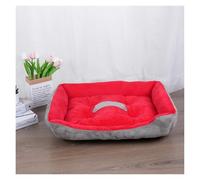 Dog Pet Bed Medium Beds For Dogs Accessory Warm Accessories Pets Large Puppy Washable Mat Plush Big Small Basket Supplies Kennel(Red Grey,M 60x45cm)