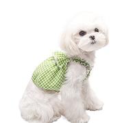 Dog Pet Clothing Shirt Vest Plaid Pattern Ruffles Girl Tank Top Small Doggie Basic Style Soft Touching For Teddy Summer(Green,M)