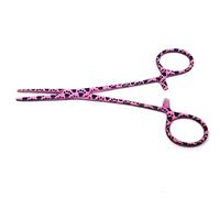 Dog Pet Ear/Nose Hair Puller Grooming Hemostat Locking Forceps Pliers, 5.5" (14cm), Straight (Pink Paws)