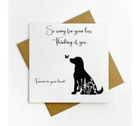 Dog Pet Loss - Sympathy - Dog - Thinking of you - So sorry for your loss - Beautiful textured card 15x15cm - Bereavement