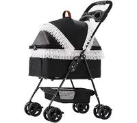Dog Pet Stroller for Dogs and Cats Separable 4 Wheel Pet Travel Folding Dog Strollers Cart Premium Cat & Dog Detachable Carrier Trolley with Cup Holder (White) (White)