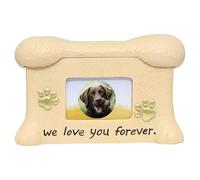 Dog Pet Urns for Ashes, Resin Bone Shaped Pet Urns for Dog Ashes, Memorial Keepsake Memory Box with Photo Frame, Loss Pet Sympathy Remembrance Gift