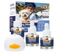 Dog Pheromone Calming Diffuser 4 In 1 Appeasing Pet Pheromones Diffuser to Calm Kit (Plug in+ 3 Pack 48ml Refill) for Anxiety Relief Reduce Barking Aggression Fighting Stress 90 Day Supply(Tasteless)