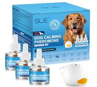 Dog Pheromone Diffuser, Pheromones Calming Diffusers for Dogs Anxiety Relief 3 Refills & 1 Calming Diffuser, Relieve Separation Anxiety, Stress Barking and Chewing Calm Relaxing (1)