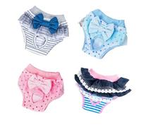 Dog Physiological Pants for Female Dogs - Soft Cotton Breathable Star Print with Bow, Comfortable & Stylish Pet Underwear - 4pcs Set(L)