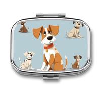 Dog Pill Box with 2 Compartments Portable Metal Medicine Organizer for Pocket Purse and Travel Compact Pill Case and Fish Oil Vitamins Supplements