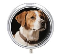 Dog Pill Case with Mirror Retro 3 Compartment Small Pill Organizer Metal Round Pill Box Or Vitamins Fish Oil Supplements Pill Container Travel for Purse Pocket