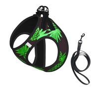Dog Pineapple Art Printed Harness And Leash Set,Adjustable,Breathable Soft,Step-In Mesh Pet Vest Harness With Reflective Strip
