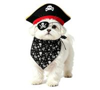 Dog Pirate Costume Halloween Pirate Hat Eye Patch Scarf Apparel | Halloween Dog Cosplay Costumes for Kitten Puppy Pets Halloween Party Stage Performance Festival Holiday Garden Outdoor