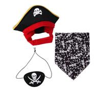 Dog Pirate Costume Halloween Pirate Hat Eye Patch Scarf Apparel | Halloween Dog Costume Apparel for Kitten Puppy Pets Halloween Party Stage Performance Festival Holiday Garden Outdoor