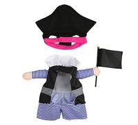 Dog Pirate Costume | Polyester Pet Costume for Seasonal Celebrations/Christmas/Parties | Cute Cartoon Print Pirate Suit for Dogs & Cats | Simple Hook & Loop Design (L)