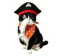 Dog Pirate Costumes Funny Pirate Hat Eye Patch Makeup | Halloween Dog Costume Apparel for Kitten Puppy Pets Halloween Party Stage Performance Festival Holiday Garden Outdoor