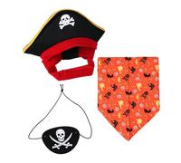 Dog Pirate Costumes Halloween Pirate Hat Eye Patch Scarf | Cat Costume Party Apparel for Kitten Puppy Pets Halloween Party Stage Performance Festival Holiday Garden Outdoor