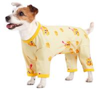 Dog Pjs - Large,Soft Stretchable 4-Legs Printed Pajamas | Hair Shedding Cover Clothes for All Season,Soft Breathable Onesie for Post-Surgery Recovery,Yellow