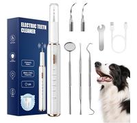 Dog Plaque Remover for Teeth, 7Pcs Teeth Cleaning Kit, Rechargeable Ultrasonic Pet Tartar Remover for Calculus and Teeth Stains, 5 Cleaning Modes with LED Light, IPX6 Waterproof Dental Care Kit