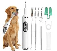 Dog Plaque Remover for Teeth, Dog Teeth Cleaning Products with 5 Modes & LED Light, Ultrasonic Tooth Cleaner for Tartar & Plaque with 4 Heads, Finger Toothbrush (White)