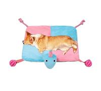 Dog Play Mat, Interactive Treat Puzzle, Squeaky Toy, Snuffle Mat for Dogs, Boredom Relief, Slow Feeder, Perfect for Use at Home or on the Go, 50x50cm Pink Blue Green Black