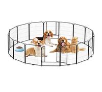 Dog Play Pen, 32in 16 Panels Indoor Outdoor Puppy PlayPen with Door Portable Detachable Animal Run Exercise Enclosures for Dogs, Puppies, Cats, Rabbits and Other Animals