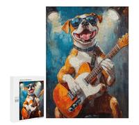 Dog Playing Guitar Art Print -2 Puzzle 1000 Teile Schwer Puzzle Spielzeug Lernspiel Impossible Herausforderungsspielzeug Für Erwachsene Kinder 500 PCS