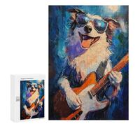 Dog Playing Guitar Painting Puzzle 1000 Teile Schwer Puzzle Spielzeug Lernspiel Impossible Herausforderungsspielzeug Für Erwachsene Kinder 300 PCS