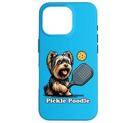 Dog Playing Pickleball Yorkshire Terrier Funny Pickle Poodle Case for iPhone 16 Pro