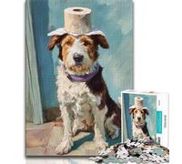 Dog Playing with Toilet Paper 1000 Pieces Jigsaw Puzzle For Adults Teens,Pattern Assembly Fun at Home Activities,Birthday Present,Travel Gifts 38x26cm