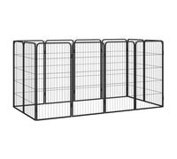 Dog Playpen 12-Panel Black 200 x 100 x 100 cm Powder-Coated Steel Outdoor Secure