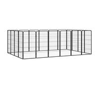 Dog Playpen 20-Panel Black Powder-Coated Steel 300x200x100cm Outdoor Heavy-Duty