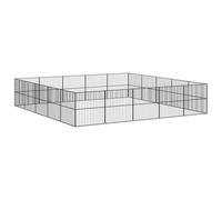 Dog Playpen 20 Pieces Black Galvanised Steel 500 x 500 x 100 cm Weatherproof and Foldable Ideal as a Dog Kennel Puppy Box Outdoor Kennel Safe Retreat for Garden and Patio