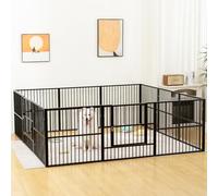 Dog Playpen - 32" Height Dog Pen, Heavy Duty Puppy Pen with Door, Safe & Sturdy, Easy Assemble for Indoor/Outdoor Pet Playpen (12 Panels with Door, Black)