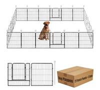 Dog Playpen,32 in(H) Pet Fence Outdoor for Rv Camping,Garden Fence Animal Barrie for Yard,Total 24 Panels with Gate 56Ft(L) Black Metal Temporary Fencing