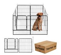 Dog Playpen,32 in(H) Pet Fence Outdoor for Rv Camping,Garden Fence Animal Barrie for Yard,Total 8 Panels with Gate 18.6Ft(L) Black Metal Temporary Fencing