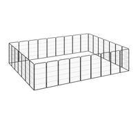 Dog Playpen 4 Panels Black Powder-coated Steel Dog Kennel Multi Sizes vidaXL