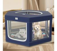 Dog Playpen 45x45 Inch, Hexagonal Type Puppy PlayPen with Gate for Puppies, Cat, Pet PlayPen with Roof for Outdoors & Indoors, Thickened Fabric, Safe & Sturdy Dog Fence