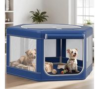Dog Playpen,47x47x25 Inches Hexagonal Dog Fence,Oxford Cloth with Tear Resistance, Large Space Pet Playpen with Double-Opening Doors for Outdoors & Indoors, Anti-Tipping, Ideal for Dogs and Cats