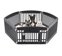 Dog Playpen 6-Panel 24 Inch Safe Secure Indoor Outdoor Pet Fence, Folding Portable 35 x 35 x 24IN, Ideal for Small to Medium Dogs Easy to Clean (Black)