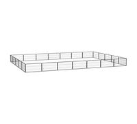 Dog Playpen 700x500x50cm Black Powder-Coated Steel 24-Panel Foldable Outdoor Pen