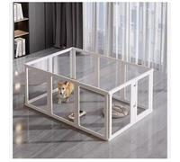 Dog Playpen, Acrylic Indoor Dog Fence with Walk-Through Door, Foldable Pet Gate for Puppies, Easy Assemble Whelping Box