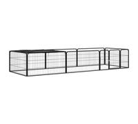 Dog Playpen Black 300x100x50cm Powder-Coated Steel 8-Panel Roof Cover with Latch