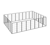 Dog Playpen Black Powder-Coated Steel 150x50x100cm 8-Panel Portable EnclosureXL.