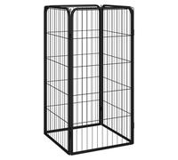 Dog Playpen Black Powder-Coated Steel 150x50x100cm Outdoor Exercise Pen 8-Panel