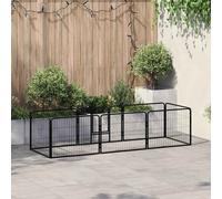 Dog Playpen Black Powder-Coated Steel 16-Panel 80x80cm w/2 Doors w/ Sec Latches