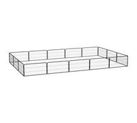 Dog Playpen Black Powder-Coated Steel 500x300x50cm 8 Panels 8 Rods Heavy-Duty XL