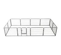 Dog Playpen Black Powder-Coated Steel 60x80 cm 12-Panel Outdoor/Indoor w/2Doors